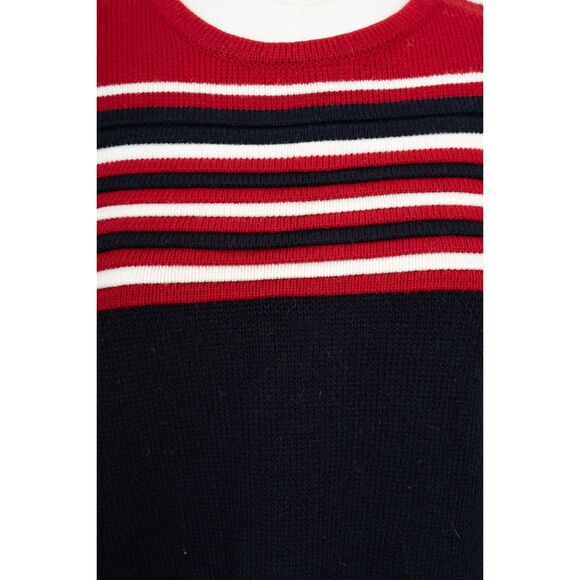 Maje Red Navy Moto Striped Wool Blend Sweater Size M - Picture 3 of 6